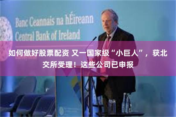如何做好股票配资 又一国家级“小巨人”，获北交所受理！这些公司已申报