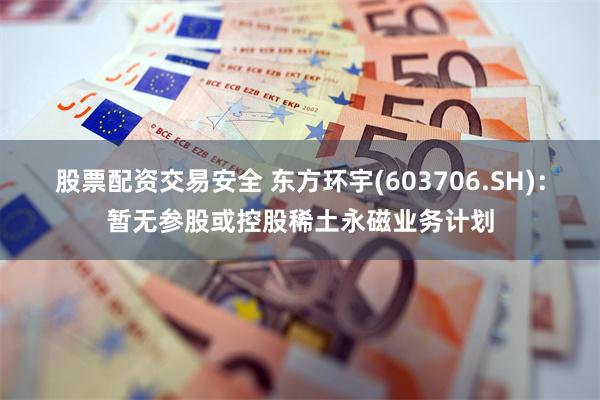 股票配资交易安全 东方环宇(603706.SH)：暂无参股或控股稀土永磁业务计划